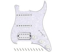 Banworks 4Ply Loaded HSS Strat Pickguard Vintage Hot F '50s Tones Prewired Pickguard with Staggered Alnico 5 Fiber Bobbin SSH Pickups for Fender Stratocaster Strat ST Guitars JT/HBZC-03 White Pearl