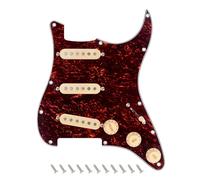 Banworks 4Ply Loaded SSS Pickguard Vintage F '60s Tones Prewired Strat Pickguard with Staggered Alnico 5 SSS Single Coil Pickups for Stratocaster ST Electric Guitars JT/HBZC-01 Red Tortoiseshell