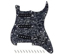 Banworks 4Ply Loaded SSS Pickguard Vintage Hot F '50s Tones Prewired Strat Pickguard with Staggered Alnico 5 Fiber Bobbin SSS Single Coil Pickups for Fender Stratocaster ST JT/HBZC-02 Black Pearl