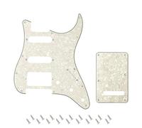 Banworks 4Ply Strat HSS Pickguard 11-Hole SSH Pickguard Scratch Plate with Backplate 6-Hole Trem Tremolo Cover Set for USA/Mexican Modern Style Standard Stratocaster ST JT/HB-09 Vintage White Pearl