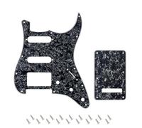 Banworks 4Ply Strat HSS Pickguard 11-Hole SSH Pickguard Scratch Plate with Backplate 6-Hole Trem Tremolo Cover Set for USA/Mexican Modern Style Standard Stratocaster ST JT/HB-09 Black Pearl