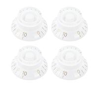 Banworks '50s Guitar Control Knobs Metric 18-Spline Knobs 6mm/0.236" | 2 Tone 2 Volume Knobs Bell Top Hat Knob for Epiphone Les Paul LP SG Electric Guitar Pack of 4 JT/XN-01 White + Golden Number