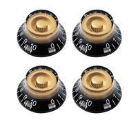 Banworks '50s Guitar Control Knobs Metric 18-Spline Knobs 6mm/0.236" | 2 Tone 2 Volume Knobs Bell Top Hat Knobs for Epiphone Les Paul LP SG Style Electric Guitars Pack of 4 JT/XN-01 Golden/Black