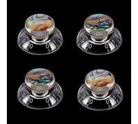 Banworks '50s Guitar Control Knobs Metric 18-Spline Knobs 6mm/0.236" | 2 Tone 2 Volume Knobs Bell Top Hat Knobs for Epiphone Les Paul LP SG Style Electric Guitars Pack of 4 JT/XN-01 Transparent