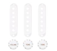 Banworks 52.5/52.5/52.5mm Single Coil Pickup Covers 24-Spline Control Knobs | SSS Pickup Covers 2T1V Guitar Volumn Tone Control Knob Set for Fender Stratocaster Strat ST Guitars JT/XNTZ-04 Light White
