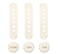 Banworks 52.5/52.5/52.5mm Single Coil Pickup Covers 24-Spline Control Knobs | SSS Pickup Covers 2T1V Guitar Volumn Tone Control Knob Set for Fender Stratocaster Strat ST Guitars JT/XNTZ-04 Vintage White