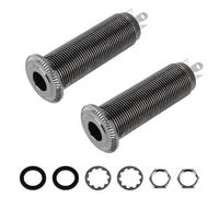 Banworks 6.35mm (1/4") Output Jack Mono 3 Pins Barrel Jack Cylinder Input Output Jack Socket Compatible with Active Pickups Such as EMG Pickups JT/CK-04 Pack of 2 Gun Black