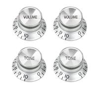 Banworks '60s Guitar Control Knobs 24-Spline Imperial Knobs 6mm (15/64") 2 Tone + 2 Volume Knobs Aluminum Top Speed Knobs for Gibson Les Paul SG Guitars Pack of 4 JT/XN-09 Chrome with Silver Top