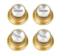 Banworks '60s Guitar Control Knobs 24-Spline Imperial Knobs 6mm (15/64") 2 Tone + 2 Volume Knobs Aluminum Top Speed Knobs for Gibson Les Paul SG Guitars Pack of 4 JT/XN-09 Golden with Silver Top