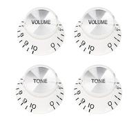 Banworks '60s Guitar Control Knobs 24-Spline Imperial Knobs 6mm (15/64") 2 Tone + 2 Volume Knobs Aluminum Top Speed Knobs for Gibson Les Paul SG Guitars Pack of 4 JT/XN-09 White with Silver Top