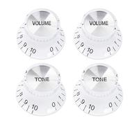Banworks '60s Style Guitar Control Knobs Metric 18-Spline 2 Tone 2 Volume Knobs Speed Knobs Aluminum Top 6mm (15/64") for Epiphone Les Paul SG Style Electric Guitars 4Pcs JT/XN-03 White + Chrome Top