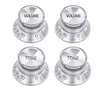 Banworks '60s Style Guitar Control Knobs Metric 18-Spline 2 Tone 2 Volume Knobs Speed Knobs Aluminum Top 6mm (15/64") for Epiphone Les Paul SG Style Electric Guitars 4Pcs JT/XN-03 Chrome + Chrome Top