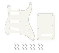 Banworks 8-Hole 50s 57 Strat SSS Guitar Pickguard Vintage Style Guitar Scratch Plate and 6-Hole Backplate Set for American Fender Stratocaster Strat ST JT/HB-16 3 Ply Vintage White