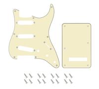 Banworks 8-Hole 50s 57 Strat SSS Guitar Pickguard Vintage Style Guitar Scratch Plate and 6-Hole Backplate Set for American Fender Stratocaster Strat ST JT/HB-16 3 Ply Cream