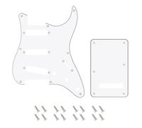 Banworks 8-Hole 50s 57 Strat SSS Guitar Pickguard Vintage Style Guitar Scratch Plate and 6-Hole Backplate Set for American Fender Stratocaster Strat ST JT/HB-16 3 Ply White