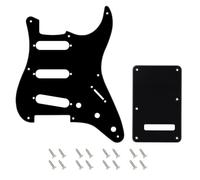 Banworks 8-Hole 50s 57 Vintage ST SSS Pickguard with 6-Hole Backplate | 1-Ply Electric Guitar Scratch Plate and Tremolo Cavity Cover Set for American Fender Stratocaster Strat ST JT/HB-17 Black