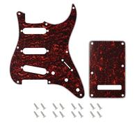 Banworks 8-Hole 50s 57 Vintage ST SSS Pickguard with 6-Hole Backplate | 4-Ply Electric Guitar Scratch Plate & Tremolo Cavity Cover for USA Fender Stratocaster Strat ST JT/HB-17 Red Tortoiseshell