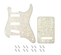 Banworks 8-Hole 50s 57 Vintage ST SSS Pickguard with 6-Hole Backplate | 4-Ply Electric Guitar Scratch Plate & Tremolo Cavity Cover for USA Fender Stratocaster Strat ST JT/HB-17 Vintage White Pearl