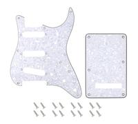 Banworks 8-Hole 50s 57 Vintage ST SSS Pickguard with 6-Hole Backplate | 4-Ply Electric Guitar Scratch Plate and Tremolo Cavity Cover for American Fender Stratocaster Strat ST JT/HB-17 White Pearl