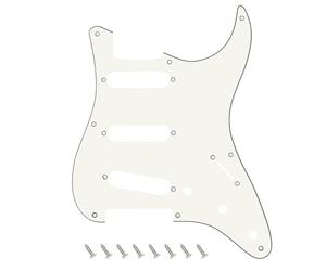 Banworks 8-Hole 50s Reissue Vintage ST SSS Pickguard 3 Ply Guitar Scratch Plate for Squier Classic Vibe SQ CV 50s Reissue Vintage Strat Style Electric Guitar JT/HB-15 Vintage White