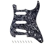 Banworks 8-Hole 50s Reissue Vintage ST SSS Pickguard 4 Ply Guitar Scratch Plate for Squier Classic Vibe SQ CV 50s Reissue Vintage Strat Style Electric Guitar JT/HB-15 Black Pearl