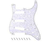 Banworks 8-Hole 50s Reissue Vintage ST SSS Pickguard 4 Ply Guitar Scratch Plate for Squier Classic Vibe SQ CV 50s Reissue Vintage Strat Style Electric Guitar JT/HB-15 White Pearl