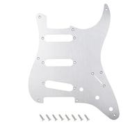 Banworks 8-Hole Vintage 50s ST SSS Pickguard Aluminum 1 Ply Srtaight Edge Guitar Scratch Plate for Squier Classic Vibe SQ CV 50s Reissue Vintage Strat Style Electric Guitar JT/HB-15 Silver