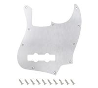Banworks Aluminum Jazz Bass Pickguard 1.5mm-Thick 1 Ply 10-Hole Straight Edge J Bass JB Scratch Plate for USA/Mexican Modern Style Fender Ultra Jazz Bass JT/HB-11 Silver