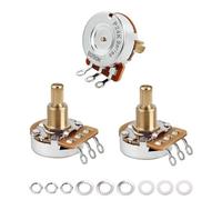 Banworks Brass A250K+B250K Imperial 3/8" Thread Full Sized Pots 24-Spline Split Long Shaft (19mm Length) 2A1B Audio & Linear Taper Potentiometer for Gibson Les Paul/SG Fender Strat/Tele PRS JT/XNQ-18
