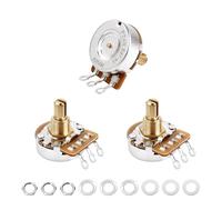 Banworks Brass A250K+B250K Imperial 3/8" Thread Full Sized Pots 24-Spline Split Short Shaft (15.5mm) 1A2B Audio & Linear Taper Potentiometers for Gibson Les Paul LP/SG Fender Strat/Tele PRS JT/XNQ-17