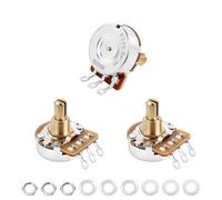 Banworks Brass A250K+B250K Imperial 3/8" Thread Full Sized Pots 24-Spline Split Short Shaft (15.5mm) 2A1B Audio & Linear Taper Potentiometers for Gibson Les Paul LP/SG Fender Strat/Tele PRS JT/XNQ-17