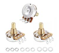 Banworks Brass A250K+B250K Imperial 3/8" Thread Full Sized Solid Shaft Pots 2A1B Short Shaft (15.9mm Length) Audio & Linear Taper Potentiometers for Gibson Les Paul/SG Fender Strat/Tele PRS JT/XNQ-21