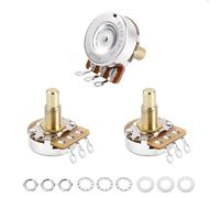 Banworks Brass A250K+B250K M8 Metric Thread Full Sized Solid Shaft Pots 2A1B Long Shaft (18mm Length) Audio & Linear Taper Potentiometers for Epiphone Les Paul LP/SG Squier Strat/Tele JT/XNQ-20