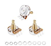 Banworks Brass A250K+B250K M8 Thread Full Sized Pots Metric 1A2B 18-Spline Split Long Shaft (18mm Length) Audio & Linear Taper Potentiometers for Epiphone Les Paul LP/SG Squier Strat/Tele JT/XNQ-16