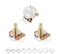 Banworks Brass A250K+B250K M8 Thread Full Sized Pots Metric 2A1B 18-Spline Split Long Shaft (18mm Length) Audio & Linear Taper Potentiometers for Epiphone Les Paul LP/SG Squier Strat/Tele JT/XNQ-16