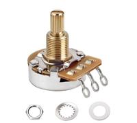 Banworks Brass A250K Imperial 3/8" Thread Full Sized Guitar Pots 24-Spline | 19mm Length Split Shaft Audio Taper Potentiometer for Gibson Les Paul/SG Fender Strat/Tele PRS Electric Guitar 1Pc JT/XNQ-18