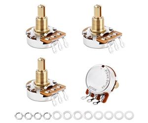 Banworks Brass A250K Imperial 3/8" Thread Full Sized Guitars Pots 24-Spline Split Long Shaft (19mm Length) Audio Taper Potentiometer for Gibson Les Paul LP/SG Fender Strat/Tele PRS 4pcs JT/XNQ-14