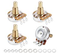 Banworks Brass A250K Imperial 3/8" Thread Full Sized Solid Shaft Pots Long Shaft (19mm Length) Audio Taper Electric Guitar Potentiometer for Gibson Les Paul LP/SG Fender Strat/Tele PRS 4pcs JT/XNQ-22