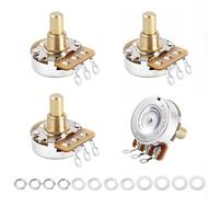 Banworks Brass A250K Imperial 3/8" Thread Full Sized Solid Shaft Pots Short Shaft (15.9mm Length) Audio Taper Electric Guitar Potentiometer for Gibson Les Paul/SG Fender Strat/Tele PRS 4pcs JT/XNQ-21