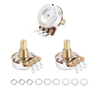 Banworks Brass A500K+B500K Imperial 3/8" Thread Full Sized Solid Shaft Pots 1A2B Short Shaft (15.9mm Length) Audio & Linear Taper Potentiometers for Gibson Les Paul/SG Fender Strat/Tele PRS JT/XNQ-21
