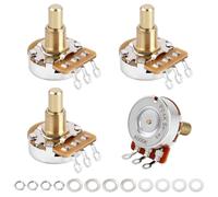 Banworks Brass A500K Imperial 3/8" Thread Full Sized Solid Shaft Pots Long Shaft (19mm Length) Audio Taper Electric Guitar Potentiometer for Gibson Les Paul LP/SG Fender Strat/Tele PRS 4pcs JT/XNQ-22