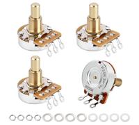 Banworks Brass B250K Imperial 3/8" Thread Full Sized Solid Shaft Pots Long Shaft (19mm Length) Linear Taper Guitar Potentiometer for Gibson Les Paul LP/SG Fender Strat/Tele PRS 4pcs JT/XNQ-22