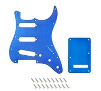 Banworks CNC Processed Aluminum 1-Ply SSS Guitar Pickguard with Backplate | 11-Hole Pickguard and 6-Hole Tremolo Cover for USA/MX Fender Modern Standard Stratocaster Strat ST JT/HB-08 Blue