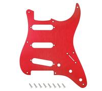 Banworks CNC Processed Aluminum 8-Hole Vintage 50s ST SSS Pickguard 1 Ply Srtaight Edge Guitar Scratch Plate for Squier Classic Vibe SQ CV 50s Reissue Vintage Strat Style Electric Guitar JT/HB-15 Red