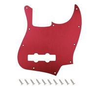 Banworks CNC Processed Aluminum Jazz Bass Pickguard J Bass Scratch Plate | 1.5mm-Thick 1-Ply 10-Hole Straight Edge JB Scratch Plate for USA/Mexican Modern Style Fender Ultra Jazz Bass JT/HB-11 Red