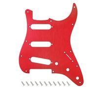 Banworks CNC Processed Aluminum Strat SSS Pickguard 1.5mm-Thick 1 Ply 11-Hole Straight Edge Guitar Pickguard Scratch Plate for American Modern Style Fender Ultra Stratocaster Strat ST JT/HB-01 Red