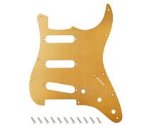 Banworks CNC Processed Aluminum Strat SSS Pickguard 1.5mm-Thick 1 Ply 11-Hole Straight Edge Guitar Pickguard Scratch Plate for American Modern Style Fender Ultra Stratocaster Strat ST JT/HB-01 Golden