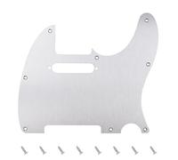 Banworks CNC Processed Aluminum Tele Pickguard 1.5mm-Thick 1 Ply 8-Hole Straight Edge Electric Guitar Pickguard Scratch Plate for USA/MEX Fender Ultra Tele Standard Telecaster TL JT/HB-03 Silver