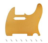 Banworks CNC Processed Aluminum Tele Pickguard 1.5mm-Thick 1 Ply 8-Hole Straight Edge Electric Guitar Pickguard Scratch Plate for USA/MEX Fender Ultra Tele Standard Telecaster TL JT/HB-03 Golden