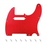 Banworks CNC Processed Aluminum Tele Pickguard 1.5mm-Thick 1 Ply 8-Hole Straight Edge Electric Guitar Pickguard Scratch Plate for USA/MEX Fender Ultra Tele Standard Telecaster TL JT/HB-03 Red